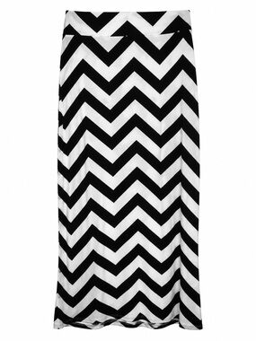 ANA A New Approach Womens Large Chevron Maxi Skirt Elastic Waist Pull On